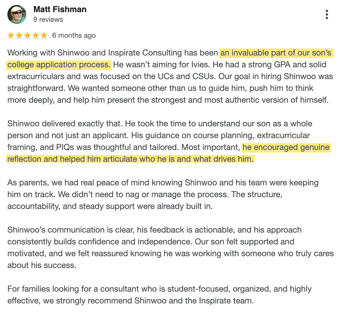Google review from Matt Fishman