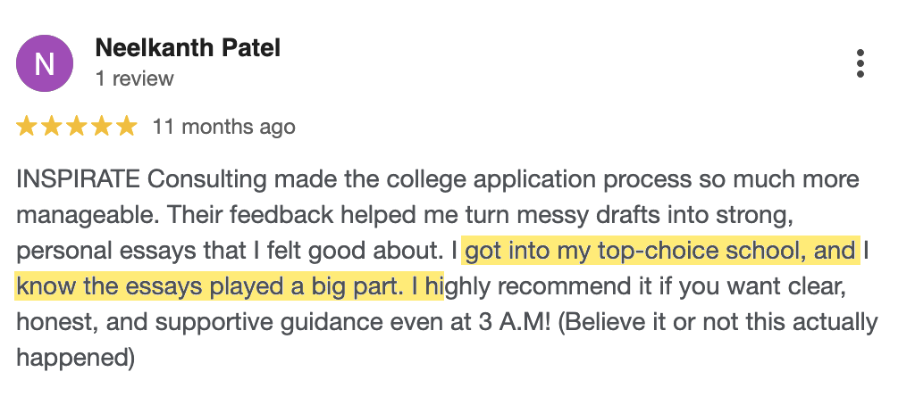 Google review from Neelkanth Patel